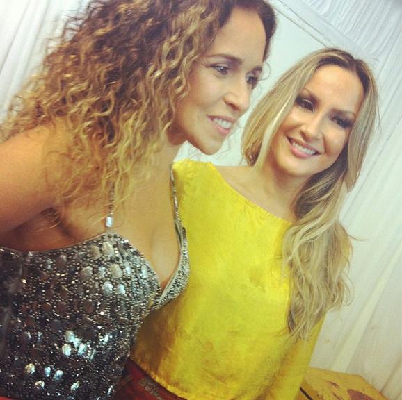 Daniela Mercury e Claudia Leitte no camarim da gravação do DVD do cantor Pablo