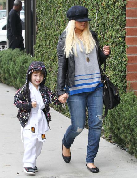 Christina Aguilera e Max, seu filho