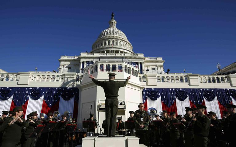 Os preparativos para a posse oficial do presidente Barack Obama, em frente ao Capitólio