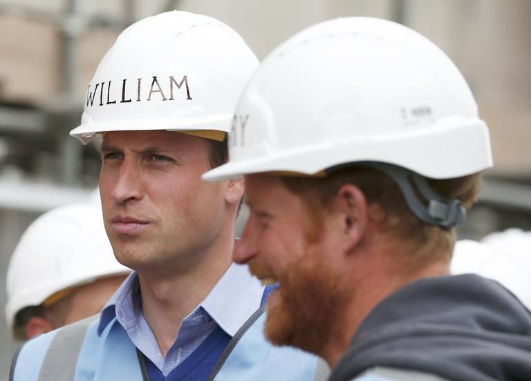 William e Harry ajudam em obra para veteranos da guerra