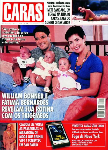 William Bonner e Fátima Bernardes estampam a capa da revista CARAS