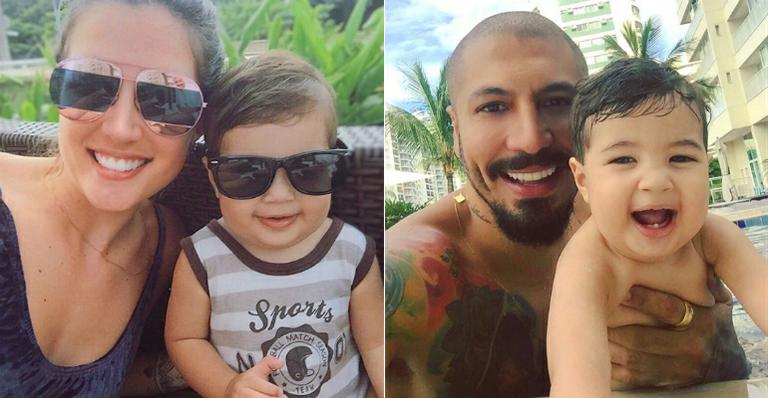 Aline Gotschalg e Fernando Medeiros com Lucca