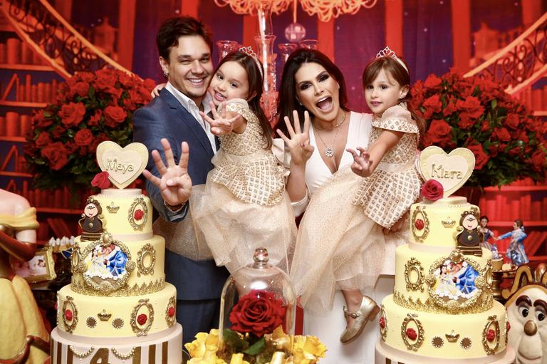 Natália Guimarães e Leandro comemoram o aniversário das filhas gêmeas