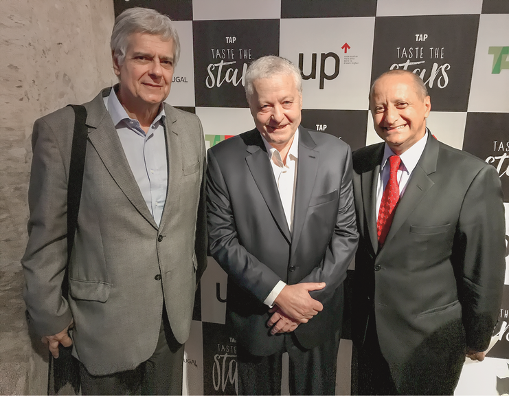 Caio Carvalho, ex-ministro do turismo, Mario Carvalho, diretor geral da TAP no Brasil, e Agostinho Turbian, CEO na GCSM