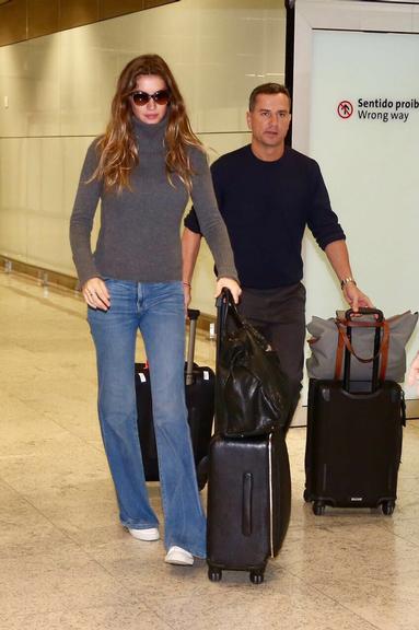 Gisele Bündchen desembarca em São Paulo