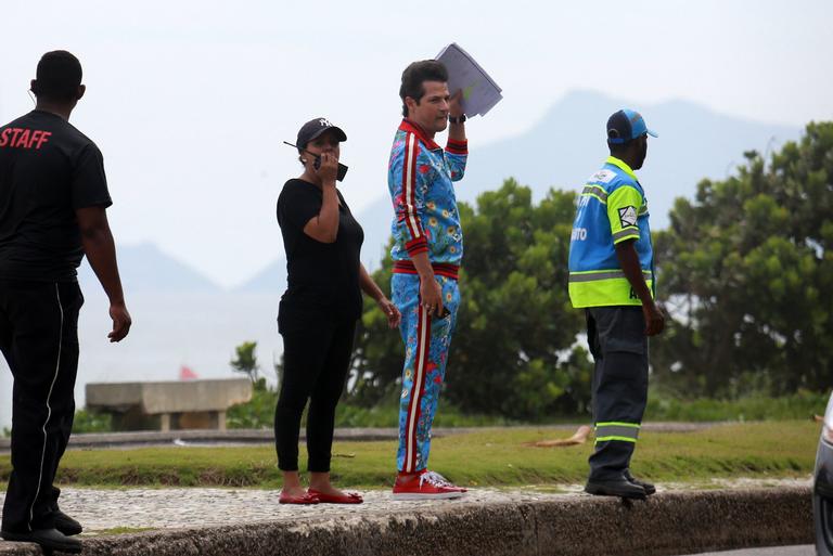 Marcelo Serrado em gravação de 'Crô Em Família'