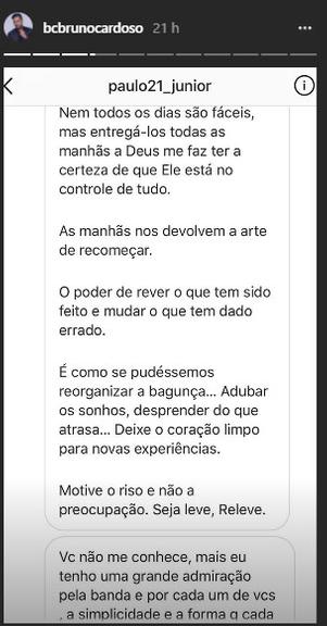 Bruno Cardoso compartilha as mensagens carinhosas dos fãs