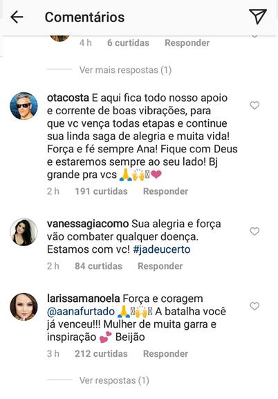 Ana Furtado recebe apoio dos amigos 