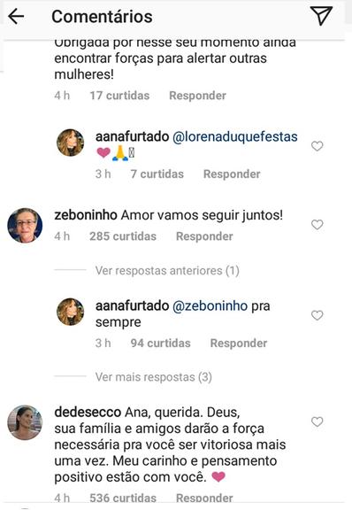 Ana Furtado recebe apoio dos amigos 