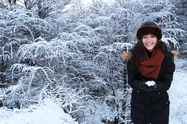 A atriz gostou muito de Ushuaia e ainda brincou com a neve