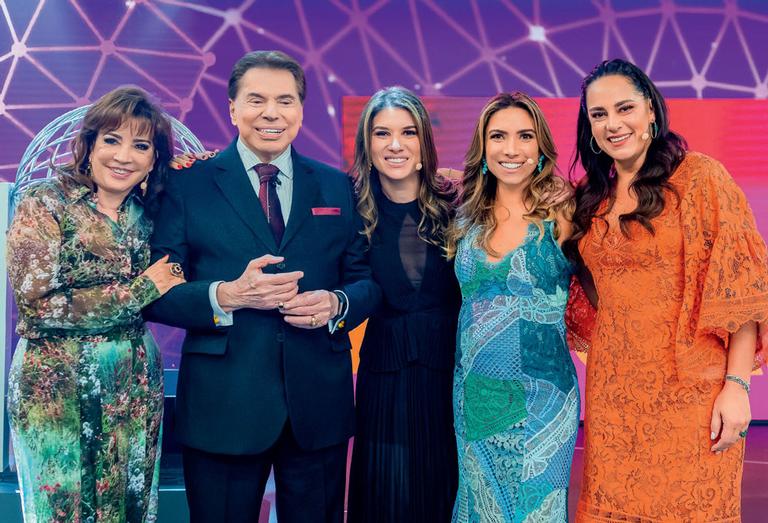 Silvio Santos e Iris Abravanel com as filhas, Patrícia e Silvia