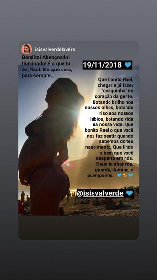 Isis Valverde celebra a chegada de Rael