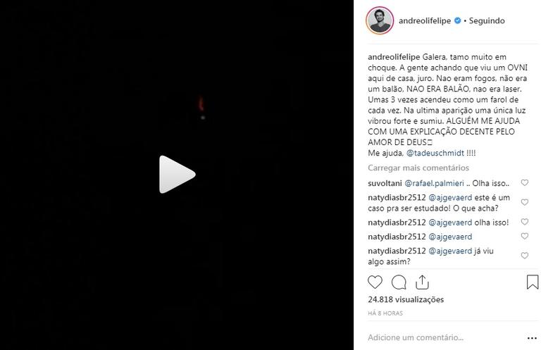 Rafa Brites se assusta ao ver objeto estranho no céu