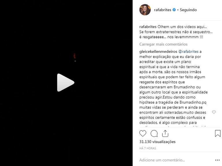 Rafa Brites se assusta ao ver objeto estranho no céu