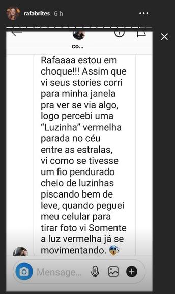 Rafa Brites se assusta ao ver objeto estranho no céu