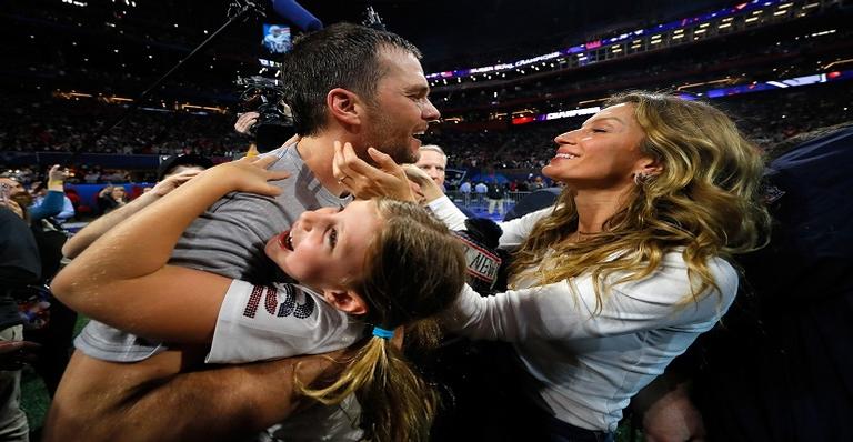 Gisele Bündchen com Tom Brady e a filha