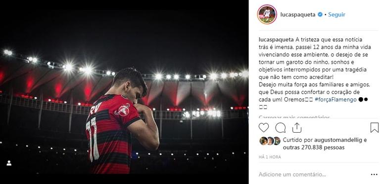 Jogadores lamentam tragédia no CT do Flamengo