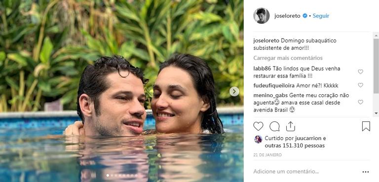 José Loreto e Débora Nascimento mantém fotos e declarações