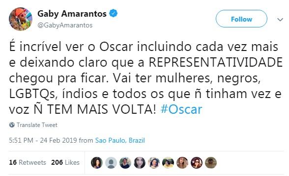 Famosos celebram recorde de premiação para mulheres e negros no Oscar 2019