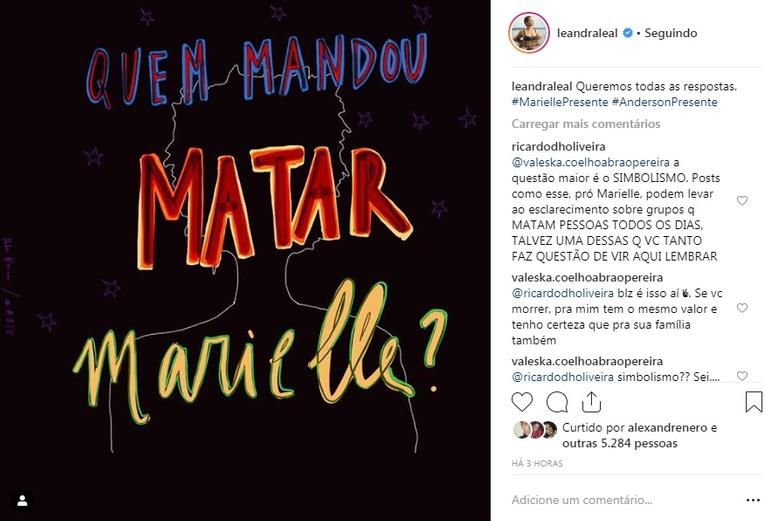 Famosas se manifestam sobre caso Marielle