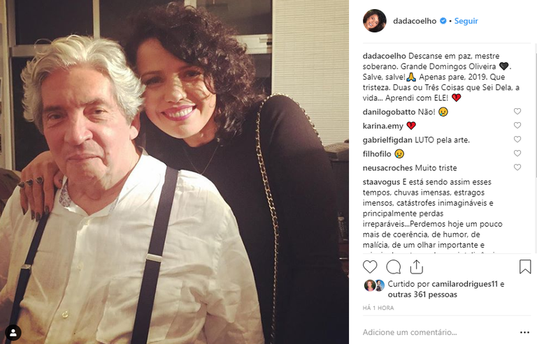 Celebridades lamentam a morte de Domingo Oliveira: Luto!