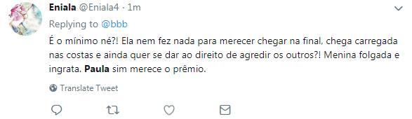 Internautas falam sobre expulsão de Hariany no BBB 19