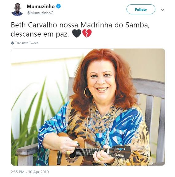 Famosos lamentam a morte de Beth Carvalho