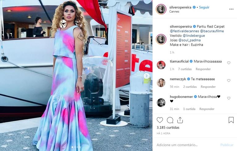 Silvero Pereira surge de vestido para Festival de Cannes, na França