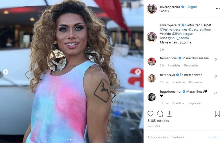 Silvero Pereira surge de vestido para Festival de Cannes, na França