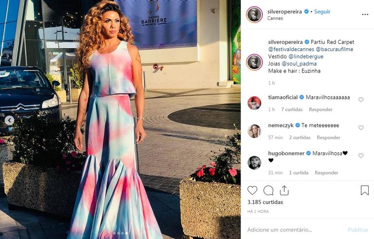 Silvero Pereira surge de vestido para Festival de Cannes, na França