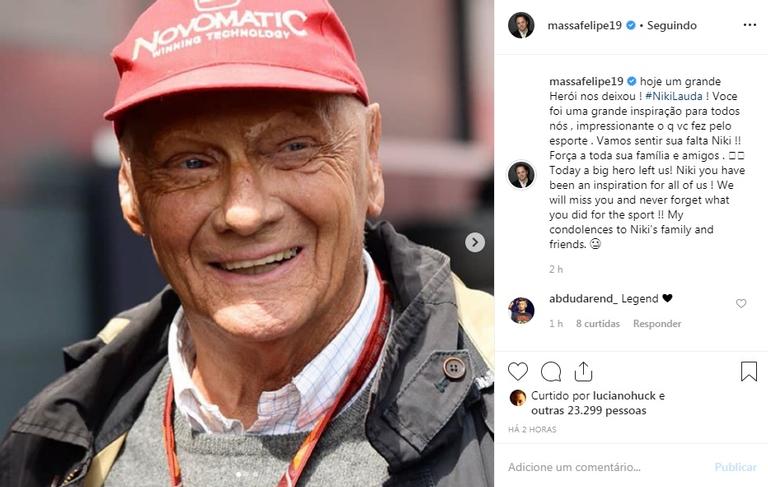 Famosos lamentam a morte de Niki Lauda, tricampeão da F1