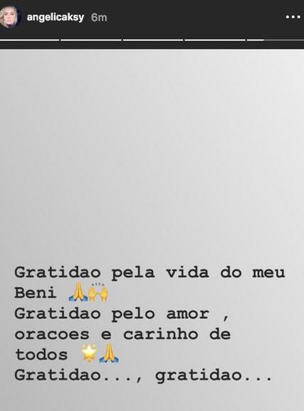 Pronunciamento de Angélica sobre acidente do filho