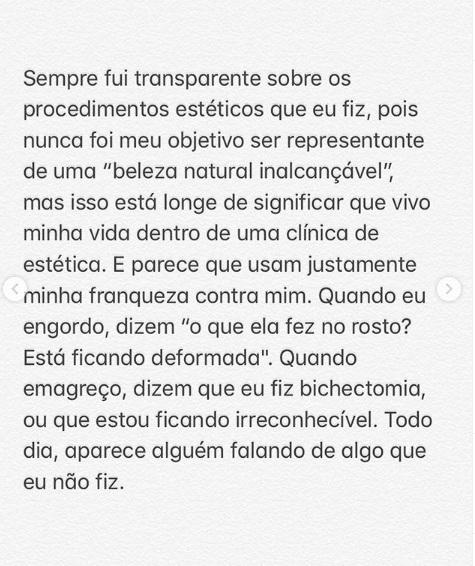 Cleo Pires desabafa sobre pressão para ter a aparência ''perfeita''