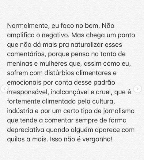 Cleo Pires desabafa sobre pressão para ter a aparência ''perfeita''