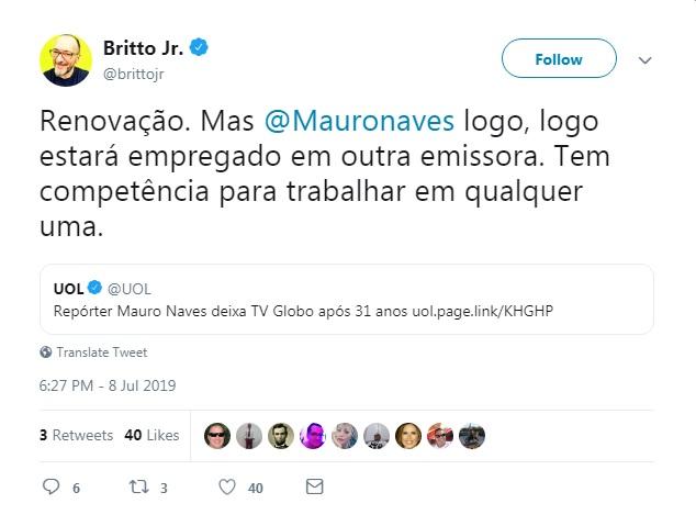 Jornalista defendem Mauro Naves após demissão da Globo