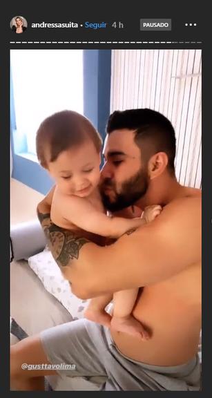 Momento fofo entre Gusttavo Lima e os filhos 