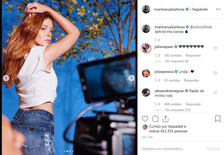 Marido de Marina Ruy Barbosa faz declaração fofa em foto sensual da atriz