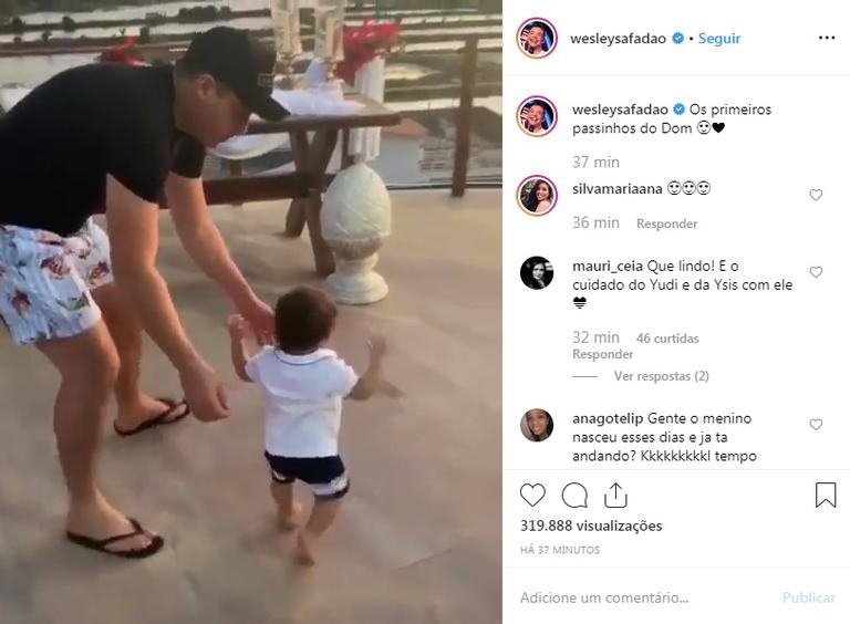 Filho de Wesley Safadão começa a andar e cantor se derrete