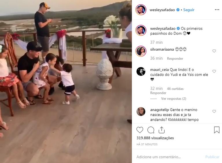 Filho de Wesley Safadão começa a andar e cantor se derrete