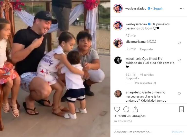 Filho de Wesley Safadão começa a andar e cantor se derrete