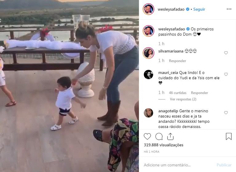 Filho de Wesley Safadão começa a andar e cantor se derrete