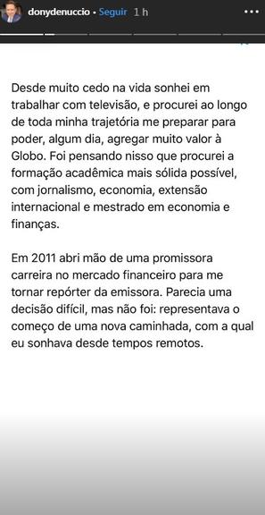 Dony de Nuccio publica carta aberta ao diretor de jornalismo