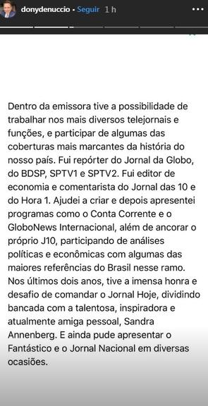 Dony de Nuccio publica carta aberta ao diretor de jornalismo