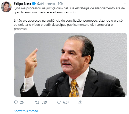 Felipe Neto alfineta pastor Silas Malafaia após vir a falência: ''Justiça do caráter não falha''