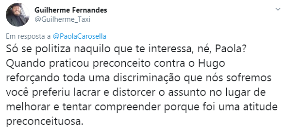 Paola Carosella responde comentário sem sentido de seguidor 