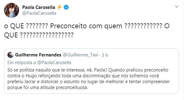 Paola Carosella responde comentário sem sentido de seguidor 