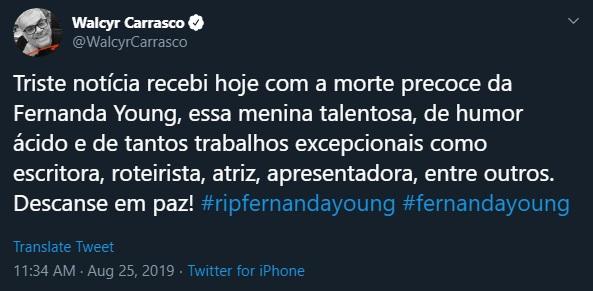 Famosos comentando a morte de Fernanda Young