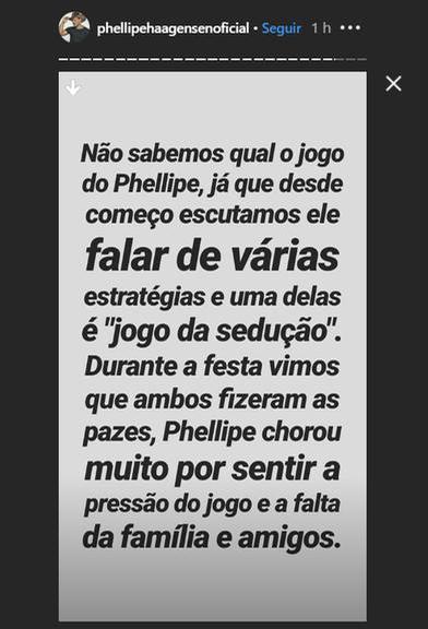 Representantes de Phellipe Haagensen justificam beijo em Hariany Almeida em A Fazenda