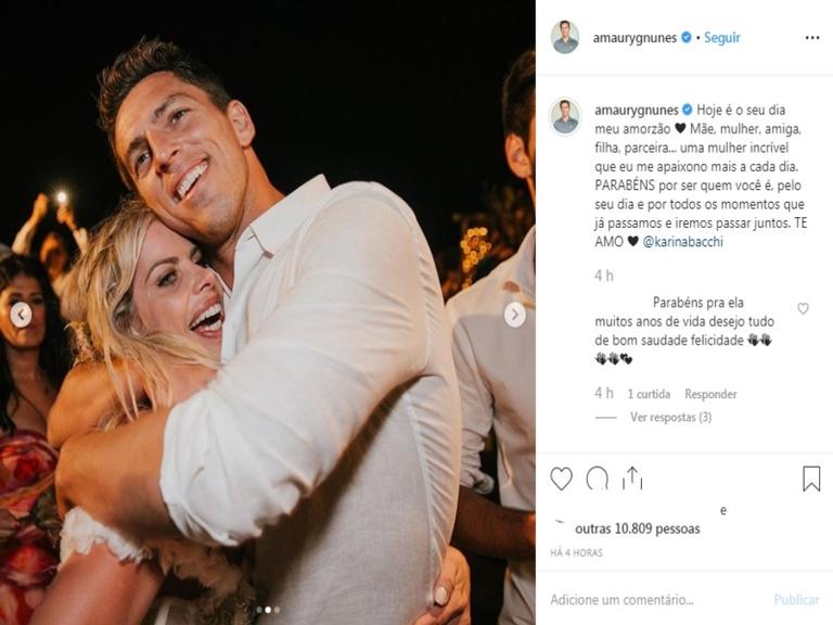 Karina Bacchi ganha homenagem de aniversário de Amaury Nunes