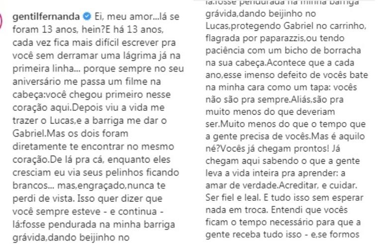 Fernanda Gentil postando homenagem emocionante para a cachorrinha, Nala